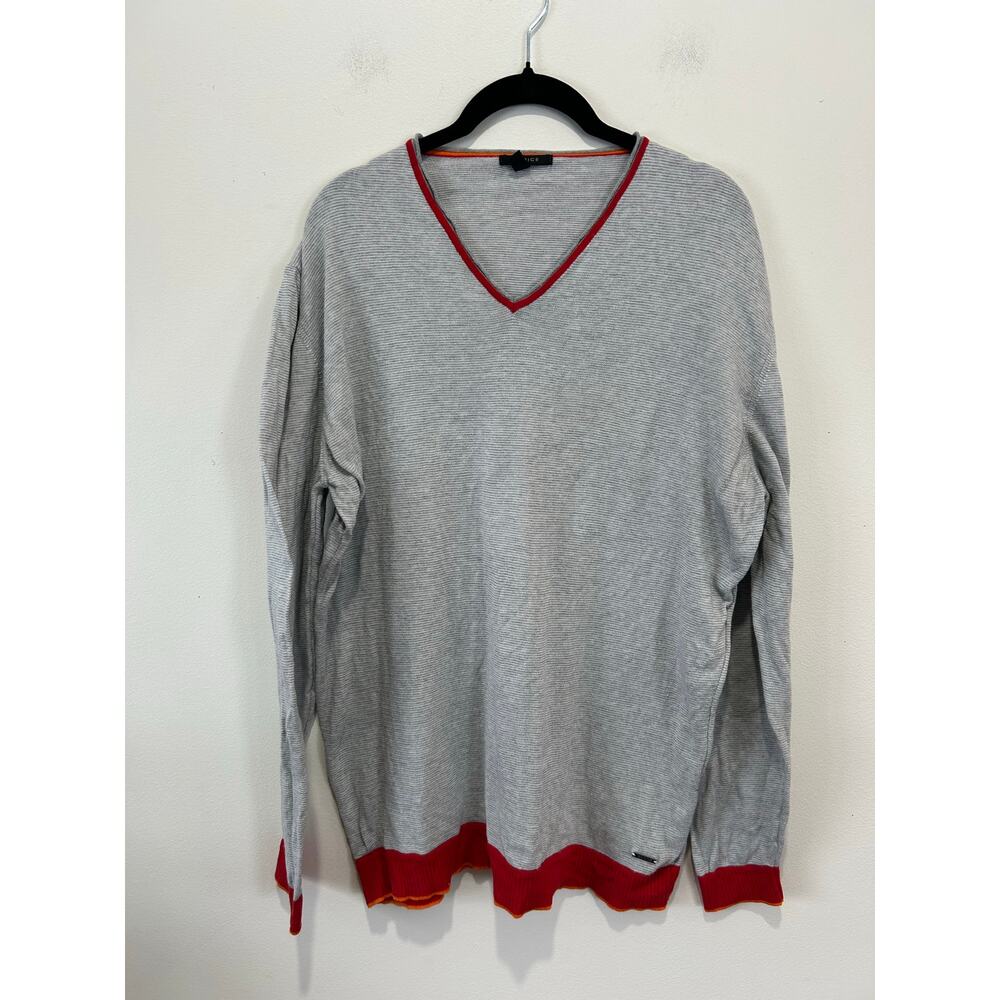 Codice cotton sweater v neck mens 54 (large US) grey small stain
